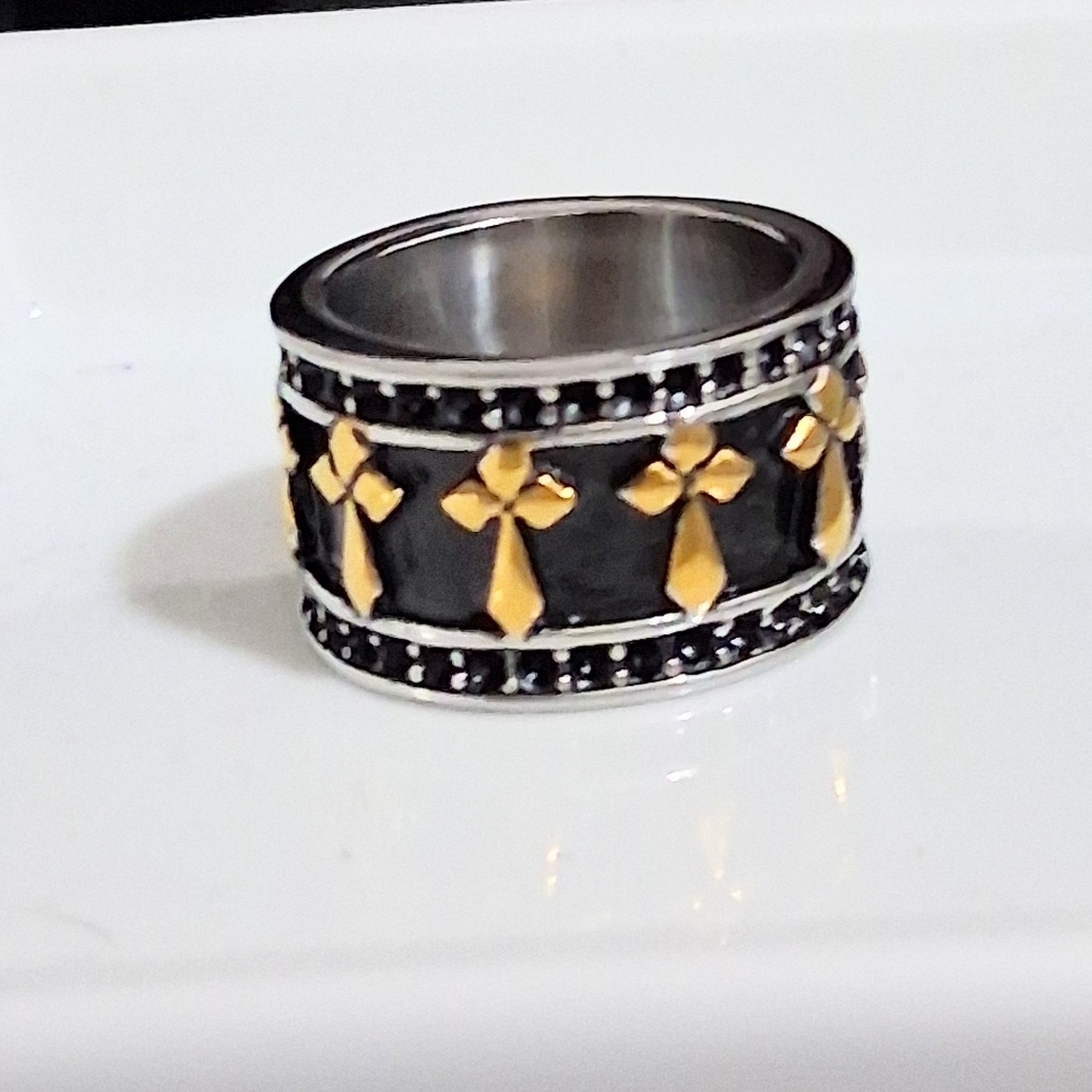 GOTHIC CROSS RING STAINLESS STEEL SIZE 9 - Picture 5 of 5